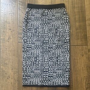 Michael Kors Black and White Logo-Print Pencil Skirt, S, NWT